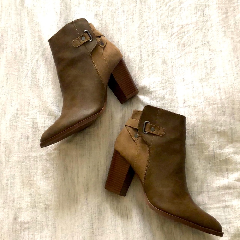 Brown leather booties